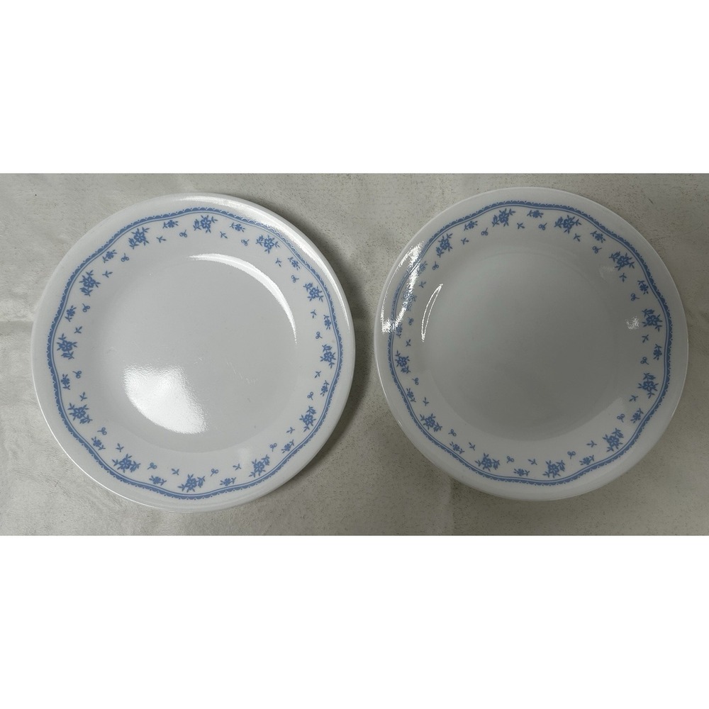 Vintage Corelle Morning Blue Bread/Dessert Plates - 6.75" Set Of 2